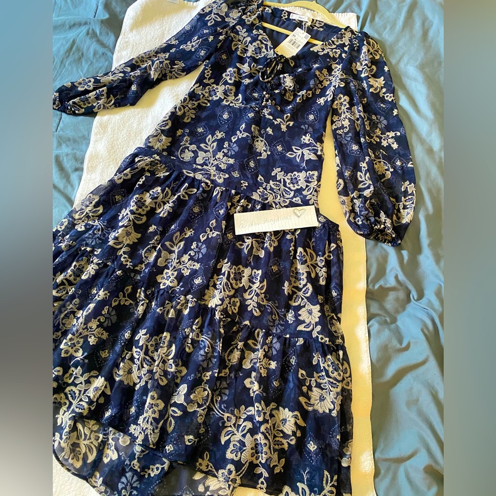 MANGO Brand New Beautiful Floral Blue Dress